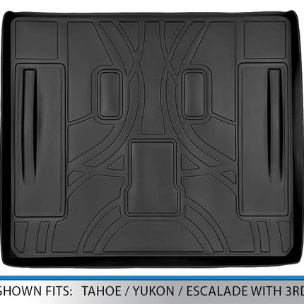 SMARTLINER Tapis de coffre sur mesure tous temps, noir, pour Tahoe/Yukon/Escalade 2007-2014 avec 3ème rangée de sièges