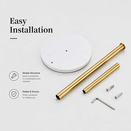 Brushed Gold Paper Towel Holder,Stainless Steel Paper Towel Holder for Kitchen Roll Organize, Standard or Jumbo-Sized Roll Paper, Countertop Roll Dispenser with Marble Base