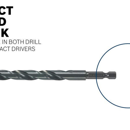 BOSCH BL14 14-Piece Assorted Set Three-Flat Shank Black Oxide Drill Bits for Applications in Light-Gauge Metal, Wood, Plastic