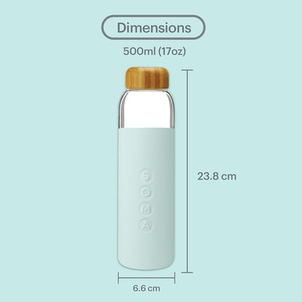 Soma Glass Water Bottle with Non-Slip Silicone Handle & Sleeve, Natural Bamboo Screw Cap, and Leak-Proof Design - Reusable, Refillable, BPA-Free, Eco-Friendly Alternative - Mint, 480 ml