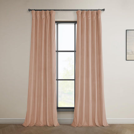 HPD Half Price Drapes Heritage Plush Velvet Curtains 84 Inches Long Room Darkening Curtains for Bedroom & Living Room 50W x 84L, (1 Panel), Peach Blossom
