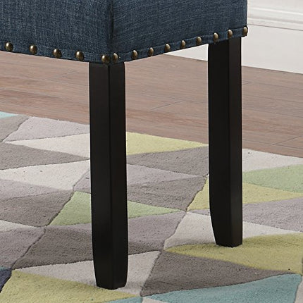 Banc de salle à manger en tissu Biony Roundhill Furniture avec garniture cloutée, bleu