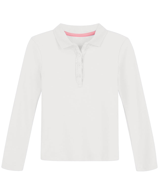 Nautica Big Girls' Uniform Long Sleeve Polo with R