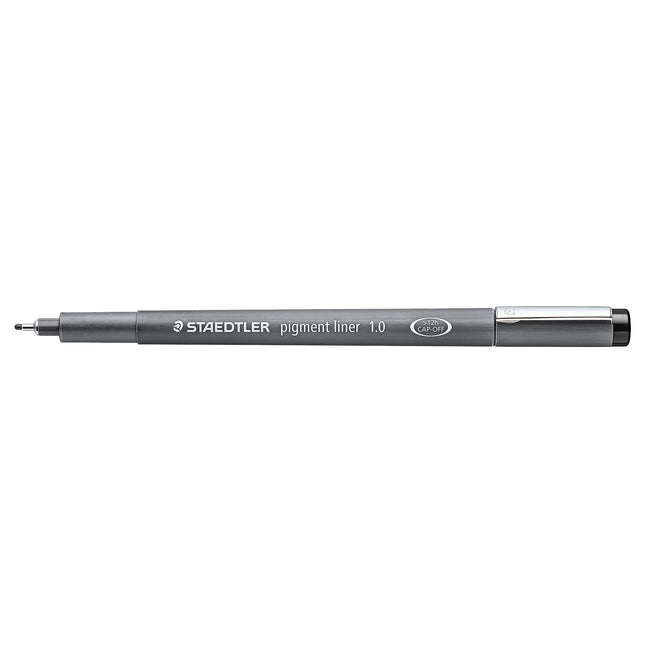 STAEDTLER Pigment Liner, Fineliner Pen for Drawing, Drafting, Journaling, 1.0mm, Black, Box of 5 Pens, 308 10-9