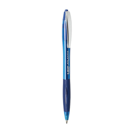 Bic Glide Retractable Ball Pen, Medium Point (1.0 mm), Blue, Comfortable Rubber Grip for Smooth Writing, 12-Count