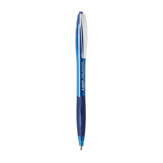 Bic Glide Retractable Ball Pen, Medium Point (1.0 mm), Blue, Comfortable Rubber Grip for Smooth Writing, 12-Count
