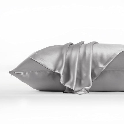 DISANGNI 100% Natural Mulberry Silk Pillow case for Hair and Skin with Hidden Zipper 22 Momme Both Sides Real Silk Pillow Case (2pc Queen Size 20" x30", Dark Gray)