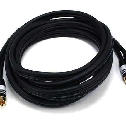 Monoprice Premium 2 RCA Plug/2 RCA Plug Cable - 1.83M (6ft) - Black, M/M, 22AWG Conductor, Gold Plated Connector