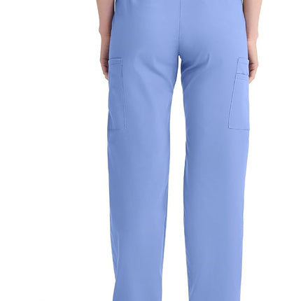 Dickies EDS Signature Scrubs for Women, Elastic Waist Pull-On Cargo Pants for Women in Soft Brushed Poplin 86106, Ceil Blue, S Petite