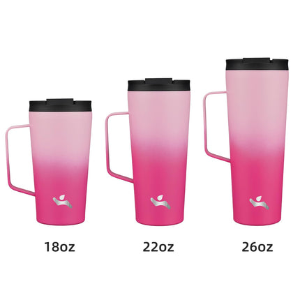 Konokyo Insulated Tumbler with Handle and Straw, 26 OZ Travel Coffee Mug Stainless Steel Cup Metal Water Bottle,Cherry