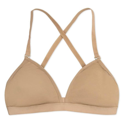 Capezio Women's Deep Neck and Clear Back Bra, Skin-Coloured, XL