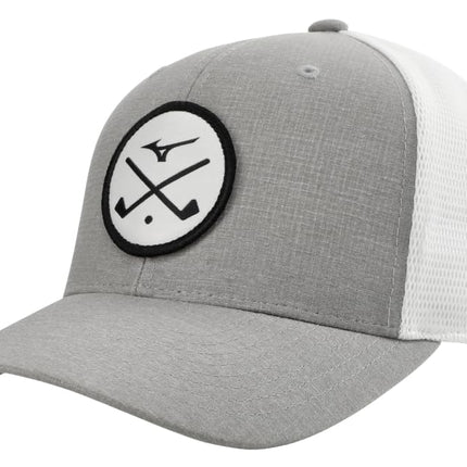 Mizuno Standard Crossed Clubs Meshback Hat, Heathered Grey/White