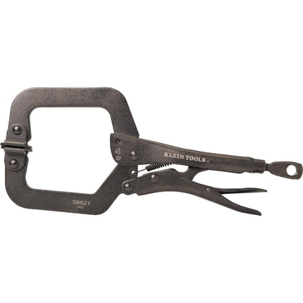 Klein Tools 38621 C-Clamp Locking Pliers with Swivel Pad Jaws, Intuitive Thumb Knob, Adjustable Clamp for Home, Shop, Woodworking, 9-Inch