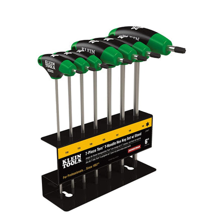 KLEIN TOOLS JTH67T Hex Key Set, TORX T-Handle Hex Key Allen Wrench Set with 6-Inch Blades, Stand Included, 7-Piece