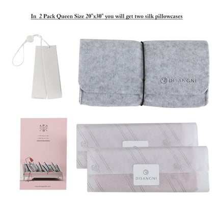 DISANGNI 100% Natural Mulberry Silk Pillow case for Hair and Skin with Hidden Zipper 22 Momme Both Sides Real Silk Pillow Case (2pc Queen Size 20" x30", Taupe)