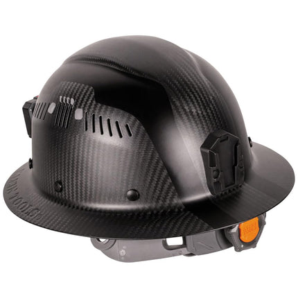 Klein Carbon Fiber Full Brim Hard Hat w/Headlamp, Titan