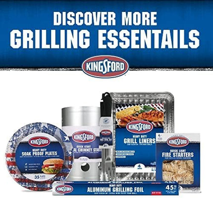 Papel de aluminio resistente Kingsford para asar a la parrilla, antiadherente, rollo de 45 pies cuadrados, 18 pulgadas de ancho, para parrilla y cocina, antiadherente para facilitar la preparación, cocción y limpieza
