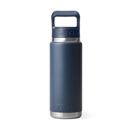Bouteille YETI Rambler 769 ml, isolée sous vide, en acier inoxydable avec bouchon paille de couleur assortie, bleu marine