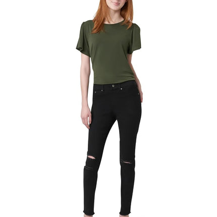 HUE Women's Ripped Knee Denim Leggings, Black, XS