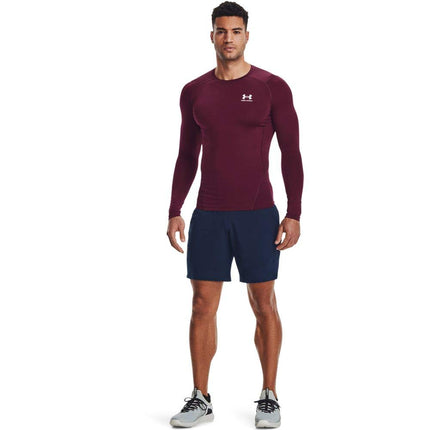 Under Armour Men's Armour HeatGear Compression Long-Sleeve T-Shirt, Maroon (609)/White, X-Large Tall