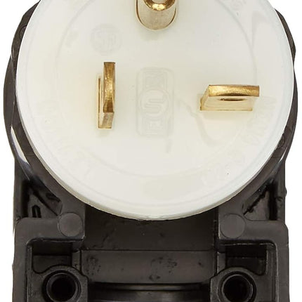 Leviton 5466-CA 20 Amp, 250 Volt, Straight Blade, Angle Plug, Industrial Grade, Grounding, Black-White