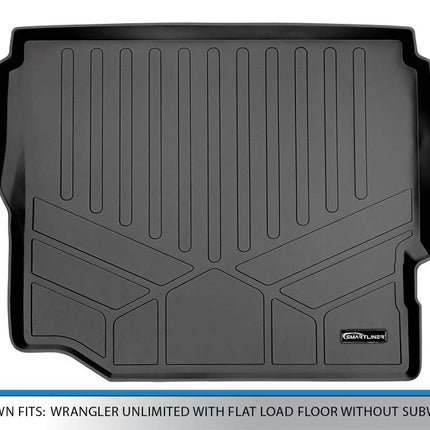 SMARTLINER Cargo Liner Floor Mat Black for JL 2018-2019 Wrangler Unlimited with Flat Load Floor Without Subwoofer (No JK)