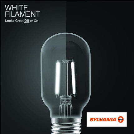 SYLVANIA T14 Clear LED White Filament Bulb, 3.5W, Dimmable, 300 LMS, Medium Base, 2700K, Soft White - 1 Pack (42266)