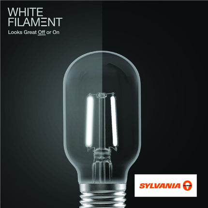 SYLVANIA T14 Clear LED White Filament Bulb, 3.5W, Dimmable, 300 LMS, Medium Base, 2700K, Soft White - 1 Pack (42266)