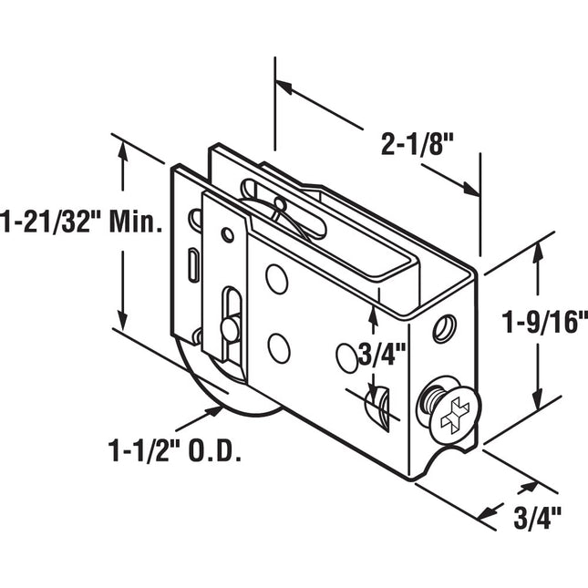Prime-Line Products D 1822 Sliding Door Roller Assembly with 1-1/2-Inch Steel Ball Bearing