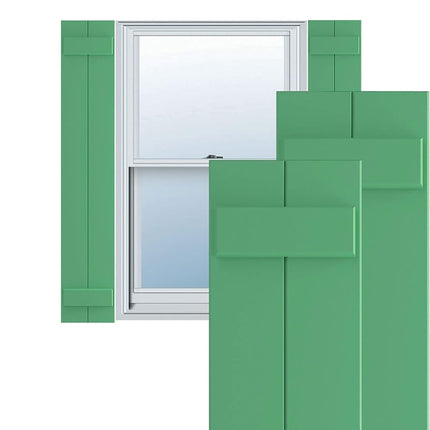 Ekena Millwork 10 3/4"W x 38"H True Fit PVC, Two Board Joined Board-n-Batten Shutters, Lilly Pads (Per Pair - Hardware Not Included)
