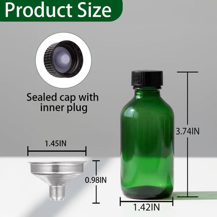 DIDITIME 2 oz Shot Bottles with Caps & Stainless Steel Funnels, Juicing Bottle Reusable Glass, 60ml Small Jars with Lids for Potion, Ginger Shots, Oils, Juice (olive green, 24-pack)