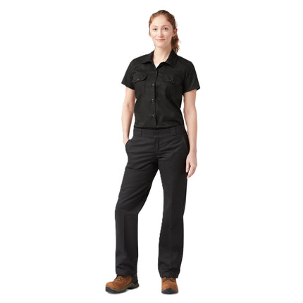 Dickies womens Cropped Work Shirt, Black, Large Sh