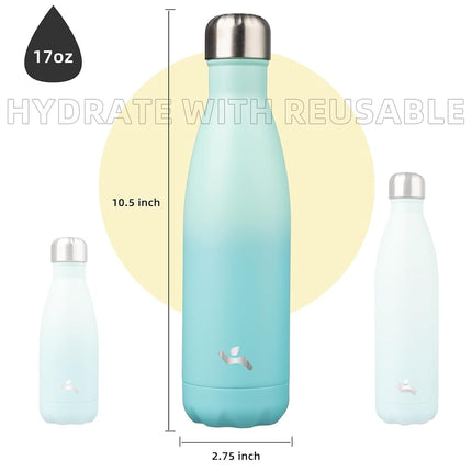 Konokyo Insulated Water Bottles,17oz Double Wall Stainless Steel Vacumm Metal Flask for Sports Travel,Mint