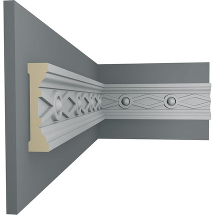 Endurathane Large Federal Chair Rail, 3 1/8"H x 3/4"P x 94 1/2"L, (3 7/8"Repeat), Factory Primed (2-Pack)