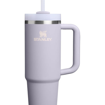 Vaso STANLEY Quencher H2.0 con asa y pajita 30 oz | Tapa Flowstate de 3 posiciones | Compatible con portavasos para viajes | Vaso térmico de acero inoxidable | Sin BPA | Polvo Púrpura