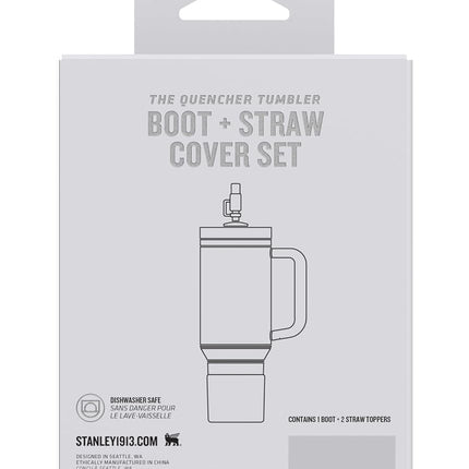 Stanley Quencher Boot and Straw Cover Cap | Anti-Slip Silicone Protector for 20 & 30 oz Tumbler with Handle | Accessory Set for Stainless Steel Drinking Cup | BPA-Free | Chili Red