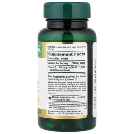 Nature's Bounty, Ultra Strength D3-10,000 IU, 72 Softgels (2pack)