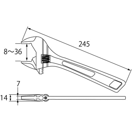 Robotex Hybrid Monkey Wrench X W-ZERO UM36XGB Total Length 9.8 inches (250 mm)