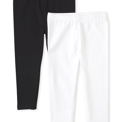 The Children's Place girls Capri leggings pants, White/Black 2 Pack, X-Small US