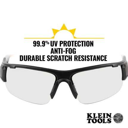KLEIN TOOLS Safety Glasses, Professional PPE Protective Eyewear with Semi Frame and Clear Lens, Scratch Resistant and Anti-Fog 60161