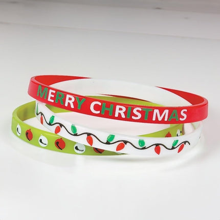 Fun Express - Christmas Asst Thin Silicone Bracelets - 24 Pieces