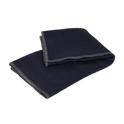 Manduka Yogitoes Yoga Towel for Mat, Non-Slip and Quick Dry for Hot Yoga with Rubber Bottom Grip Dots,Thin and Lightweight, 16" x 24", Midnight