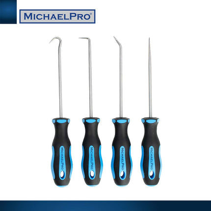 MichaelPro MP002006 4-Piece Precision Mini Pick & Hook Set – Assortment of Straight, Angled, Degree Pick and Hook Tools Suitable for Mechanics, Automotive and Daily