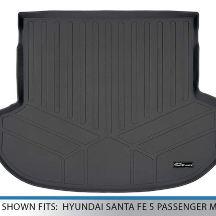 SMARTLINER All Weather Custom Fit Cargo Liner Trunk Floor Mat Black for 2019 Hyundai Santa Fe 5 Passenger Models