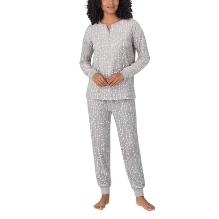 Nautica Womens Pajamas - Cozy Silky Fleece - 2 Piece Long Sleeve Winter Sleepwear Set for Women, Gray Stars, 3X