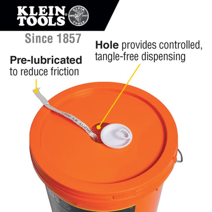 Klein Tools 50122 Cinta métrica para conductos, cinta Mule para extracción de cables y alambres de alta resistencia, 1250 libras x 2000 pies de largo