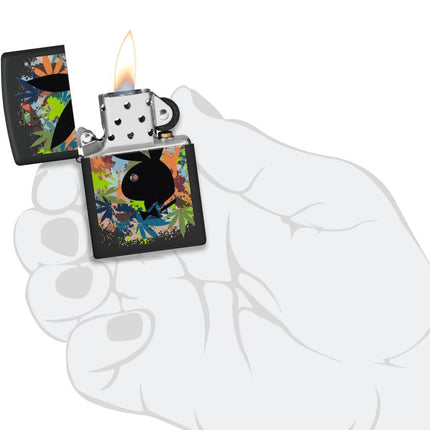 Zippo Playboy Rabbit Head Silhouette Black Matte Pocket Lighter