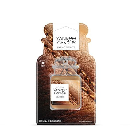 Ambientadores para coche Yankee Candle, ambientadores colgantes Car Jar Ultimate, neutraliza olores hasta 30 días, aroma a cuero, 27 g (paquete de 6)