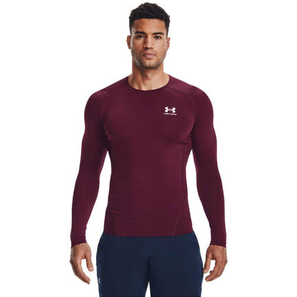 Under Armour Men's Armour HeatGear Compression Long-Sleeve T-Shirt, Maroon (609)/White, X-Large Tall