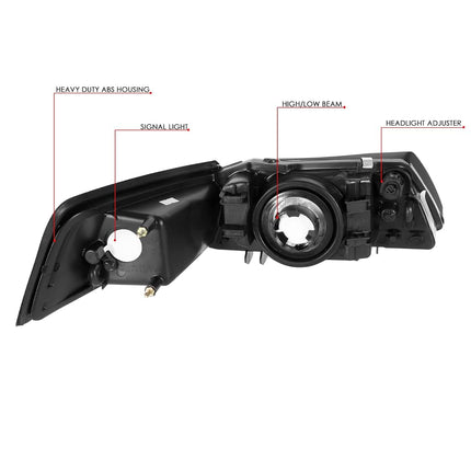DNA Motoring Smoked clear HL-OH-FM99-SM-CL1 Headlight Assembly (Driver & Passenger Side),Smoke lens/ Clear Corner